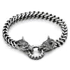 Mens Stainless Steel Vintage Wolf Head Franco Box Chain Bracelet with Spring Ring Clasp 8.07 Inch - COOLSTEELANDBEYOND Jewelry