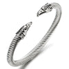 COOLSTEELANDBEYOND Mens Steel Elastic Adjustable Eagle Head Bracelet, Twisted Cable Bangle Cuff Bracelet, Polished - coolsteelandbeyond
