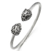 COOLSTEELANDBEYOND Mens Steel Vintage Lion Head Twisted Cable Cuff Bangle Bracelet Silver Color Polished, Adjustable - coolsteelandbeyond