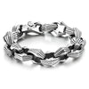 COOLSTEELANDBEYOND Mens Vintage Grooved Diamond-Shape Charm Link Chain Bracelet, Stainless Steel, Retro Style Punk Rock - coolsteelandbeyond
