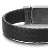 COOLSTEELANDBEYOND Mens Women Black Braided Leather Bracelet Wristband with Steel Old Metal Finished Box Spring Clasp - coolsteelandbeyond