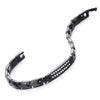 COOLSTEELANDBEYOND Mens Women Black Steel Cubic Zirconia Thin Bracelet, Free Link Removal Kit - coolsteelandbeyond