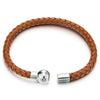 Mens Women Brown Braided Leather Bracelet Genuine Leather Bangle Wristband with Magnetic Clasp Thin - COOLSTEELANDBEYOND Jewelry