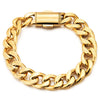 Mens Women Gold Curb Chain Bracelet in Stainless Steel 8 Inches High Polished with Beautiful Shine - COOLSTEELANDBEYOND Jewelry