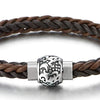 COOLSTEELANDBEYOND Mens Women Two-Tone Brown Braided Leather Bracelet Bangle, Vintage Design Steel Magnetic Clasp - coolsteelandbeyond