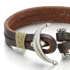 COOLSTEELANDBEYOND Mens Womens Bronze Anchor Wrap Bracelet Wristband, Double-Strand Brown Leather, Nautical Sailor - coolsteelandbeyond