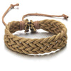 COOLSTEELANDBEYOND Mens Womens Brown Beige Braided Cotton Rope Bracelet Wristband Wrap Bracelet, Adjustable - coolsteelandbeyond