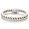 COOLSTEELANDBEYOND Mens Womens Sailing Marine White Brown Braided Cotton Rope Bangle Bracelet with Magnetic Clasp - coolsteelandbeyond