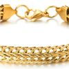 COOLSTEELANDBEYOND Mens Womens Stainless Steel Gold Color Grooved Braided Link Chain Bracelet, Polished, Exquisite - coolsteelandbeyond