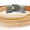 Multi-Strand Beige Brown Braided Leather Bracelet for Men and Women Wristband Wrap Bracelet - COOLSTEELANDBEYOND Jewelry