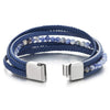 Multi-Strand Dark Blue Gem Stone Beads Chain Braided Leather Bracelet Wristband Steel Magnetic Clasp - COOLSTEELANDBEYOND Jewelry