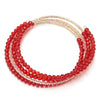 COOLSTEELANDBEYOND Multi-Wrap Stackable Beaded Wire Bracelets with Champagne Gold Beads with Red Crystal - COOLSTEELANDBEYOND Jewelry