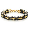 New Masculine Style Stainless Steel Mens Braided Link Bracelet Gold Black Two-Tone Polished - COOLSTEELANDBEYOND Jewelry