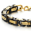 New Masculine Style Stainless Steel Mens Braided Link Bracelet Gold Black Two-Tone Polished - COOLSTEELANDBEYOND Jewelry