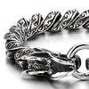 COOLSTEELANDBEYOND Retro Style Mens Stainless Steel Dragon Vintage Link Chain Bracelet Spring Ring Clasp 8.5 Inches - coolsteelandbeyond