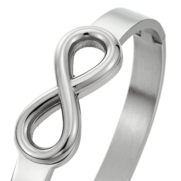COOLSTEELANDBEYOND Stainless Steel Friendship Infinity Love Number 8 Bangle Bracelet for Womens Polished - COOLSTEELANDBEYOND Jewelry