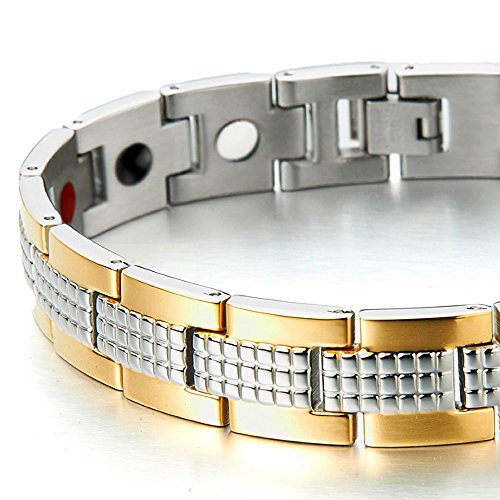 COOLSTEELANDBEYOND Stainless Steel Mens Jewelry Link Bracelet for Man 8.4 Inches Free Link Removal Kit - coolsteelandbeyond