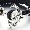 Stainless Steel Mens Marine Anchor Bangle Bracelet Genuine Braided Leather Wristband - COOLSTEELANDBEYOND Jewelry