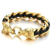 COOLSTEELANDBEYOND Stainless Steel Mens Gold Skull Curb...
