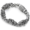 Steel Braided Link Chain Bracelet Wrapped with Skull Skeleton, Tribal Tattoo Graphic Magnetic Clasp - COOLSTEELANDBEYOND Jewelry