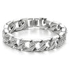 COOLSTEELANDBEYOND Stylish Mens Womens Curb Chain Bracelet with Rhinestones, Buckle Clasp, High Polished - coolsteelandbeyond