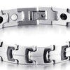 COOLSTEELANDBEYOND Therapeutic Mens Steel Magnetic Link Bracelet with Strong Magnets Free Link Removal Kit - coolsteelandbeyond