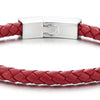 COOLSTEELANDBEYOND Thin Red Braided Leather Bracelet Leather Bangle Wristband, Steel Magnetic Clasp for Men Women - coolsteelandbeyond