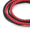 COOLSTEELANDBEYOND Two Strand Double Wrap Mens Women Braided Bracelet Genuine Black Red Leather with Magnetic Clasp - coolsteelandbeyond