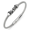 COOLSTEELANDBEYOND Unique Mens Women Thin Skull Cuff Bangle Stainless Steel Twisted Cable Bracelet Silver Color Polished - coolsteelandbeyond