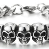 COOLSTEELANDBEYOND Unique Mens Womens Steel Triple Skulls Vintage Tribal Tattoo ID Identification Curb Chain Bracelet - coolsteelandbeyond