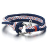 COOLSTEELANDBEYOND Women Man Steel Screw Anchor Shackles Blue Nautical Sailor Rope Cord Braided Wrap Bracelet Wristband - coolsteelandbeyond