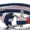 COOLSTEELANDBEYOND Women Man Steel Screw Anchor Shackles Blue Nautical Sailor Rope Cord Braided Wrap Bracelet Wristband - coolsteelandbeyond