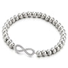 COOLSTEELANDBEYOND Women Stainless Steel Friendship Beads Charm Bracelet of Infinity Love Cubic Zirconia Number 8 - COOLSTEELANDBEYOND Jewelry