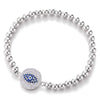 COOLSTEELANDBEYOND Womens Men Beads Link Chain Bracelet with Cubic Zirconia Circle Protection Evil Eye - COOLSTEELANDBEYOND Jewelry