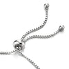 Womens Stainless Steel Adjustable Box Link Chain Bracelet with Cubic Zirconia Pave Circle - COOLSTEELANDBEYOND Jewelry
