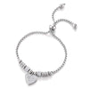 COOLSTEELANDBEYOND Womens Steel Link Charm Bracelet with Dangling Cubic Zirconia Heart and Beads Charm Adjustable - COOLSTEELANDBEYOND Jewelry