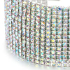 Dazzling Rainbow Rhinestones Pave Cluster Wide Bangle Bracelet - COOLSTEELANDBEYOND Jewelry