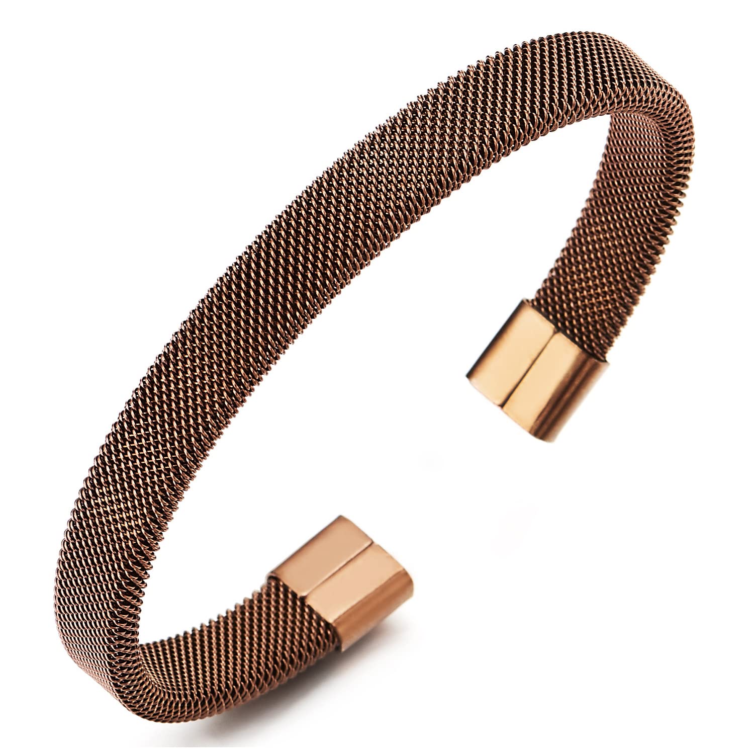 Elastic Adjustable Black Stainless Steel Mesh Cable Bangle Bracelet for ...