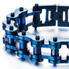 Exquisite Mens Blue Bike Chain Bracelet of Stainless Steel High Polished - COOLSTEELANDBEYOND Jewelry
