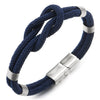 Friendship Nautical Knot Dark Blue Cotton Straps Double-Lap Wristband Bracelet for Men and Women - COOLSTEELANDBEYOND Jewelry