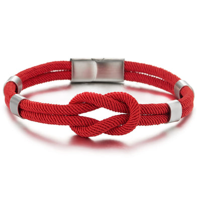 Friendship Nautical Knot Red Cotton Straps Double-Lap Wristband Bracelet for Men and Women - COOLSTEELANDBEYOND Jewelry