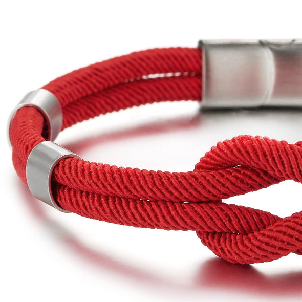 Friendship Nautical Knot Red Cotton Straps Double-Lap Wristband Bracelet for Men and Women - COOLSTEELANDBEYOND Jewelry
