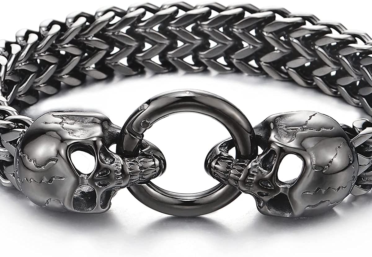 COOLSTEELANDBEYOND Biker Franco Link Pantserarmband voor heren, wolfsketting, van roestvrij staal, met veerringsluiting, länge 22CM, Breite 1.2CM, Roestvrij staal, Geen Edelsteen COOLSTEELANDBEYOND Biker Franco Link Pantserarmband voor heren, wolfsketting, van roestvrij staal, met veerringsluiting, länge 22CM, Breite 1.2CM, Roestvrij staal, Geen Edelsteen