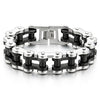 COOLSTEELANDBEYOND Heavy Sturdy Mens Motorcycle Chain Bike Chain Bracelet of Stainless Steel Silver Color Polished - coolsteelandbeyond