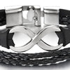 Infinity Love Number 8 Black Leather Bracelet for Men Women Three-Row Leather Wristband - COOLSTEELANDBEYOND Jewelry