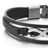 Infinity Love Number 8 Interwoven Brown Genuine Leather Bracelet for Men and Women - coolsteelandbeyond