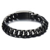 Masculine Men's Stainless Steel Black Curb Chain Bracelet Satin Finishing - coolsteelandbeyond