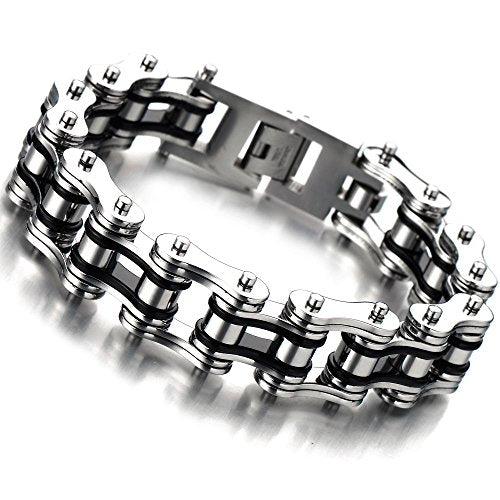 Masculine Bike Chain Bracelet for Men, Crafted from Two-Tone Polished ...