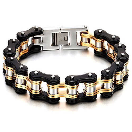 Masculine Bike Chain Bracelet for Men, Crafted from Two-Tone Polished ...