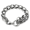 Men Gothic Biker Steel Link of Dragon Bracelet with Lobster Claw, Silver Black Two-tone Polished - COOLSTEELANDBEYOND Jewelry